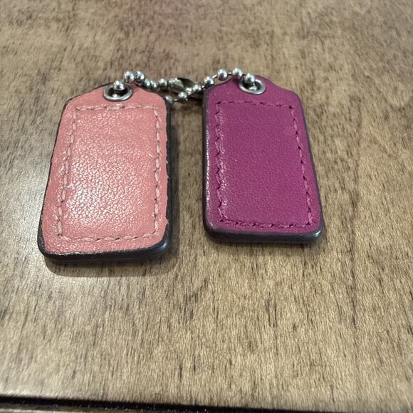 2 COACH Replacement Leather Hang Tags Charm Key Pink Small - Picture 4 of 4